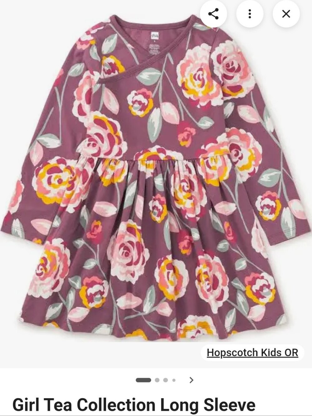 Tea Collection Plum Floral Long Sleeve Dress Nwt Size 10